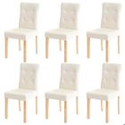 DÉCOSHOP26 Lot de 6 chaises en synthetique crème pieds en bois clair