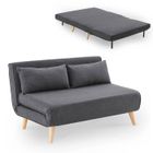 MOBILIER DECO NAMIA - Banquette convertible en tissu gris 2 places
