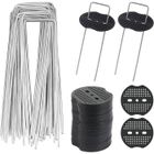 DLZAOAO 40pcs Piquets de Jardin en U avec 40 Rondelles Sardine Fixation Toile Paillage Piquets en Métal pour Jardinage Fixer Bâche
