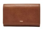 FOSSIL Porte-monnaie marron en cuir pour femme - Logan Flap Clutch 65952