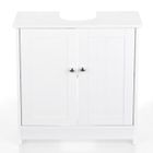 HOMGEEK iKayaa Meuble sous lavabo salle de bain Meuble de Rangement sous Vasque en MDF Armoire avec Portes Organisateur 2 couches - BLANC
