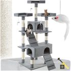 Arbre à chat - TECTAKE - Mobilier pour chat BARNEY 170 cm de hauteur avec griffoir, cabanes et jouets - Gris