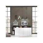 TOUSMESMEUBLES Buffet 4 portes Blanc laqué brillant/Béton ciré foncé - ISCHIA - L 184 x l 42 x H 93
