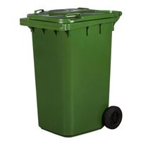 Poubelle 240L Vert à roulettes avec roues en caoutchouc pleines pour les déchets et le recyclage Tri Selectif garage Haut XXL