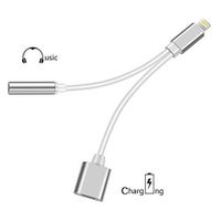 Cable Double Adaptateur charge Lightning Audio prise jack 3.5mm Argent chargeur pour iPhone 11 - Marque Yuan Yuan