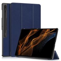 Fonction de support à trois volets Tablette Etui Pour Samsung Galaxy Tab S9 Ultra 14.6" Conception Flip en Cuir Housse (Bleu)
