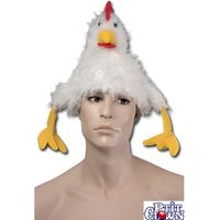 Chapeau fourrure poule blanche - 59 cm