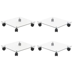 Plateau à Roulettes Pour Pot De Fleurs Carré - Support Mobile Intérieur/Extérieur - Plastique Gris (Intérieur 32,5 Cm)