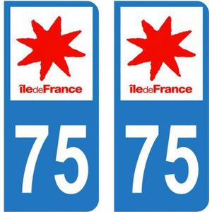Lot 4 Autocollants plaque immatriculation voiture auto département 75 Paris  Logo Région Ile-de-France Noir & F France Europe - Cdiscount Auto