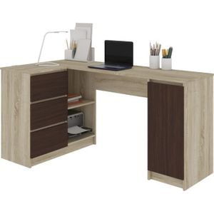 Moline bureau d'angle avec rangement - Blanc mat – Hucoco