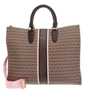 SAC À MAIN GUESS Rianee Tote Brown Logo / Rose [230983] -  sac à épaule sacoche