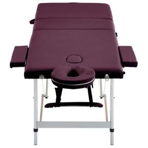 TABLE DE MASSAGE - TABLE DE SOIN NEUF Table de massage pliable 3 zones Aluminium Violet vin En Stock YESMAEFR