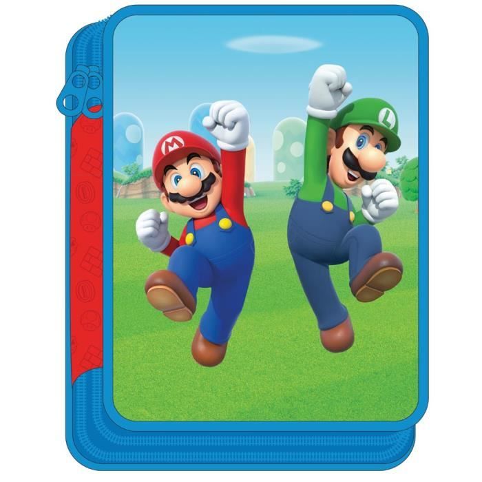 Trousse ronde Super Mario - 1 compartiment - bleu - Bagtrotter Pas Cher