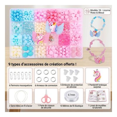 Funtopia Kit 795 Perles – Bracelets Bijoux à Faire Soi-même – 32 Types De Perles – Dès 5 Ans – Boîte De Rangement