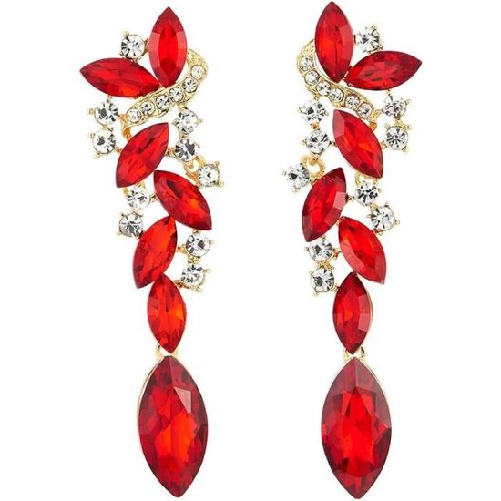 Squisiti Orecchini A Goccia Lunghi Strass Cluster - Linea Cristallo Extra Lunga 172 Mm - Argento