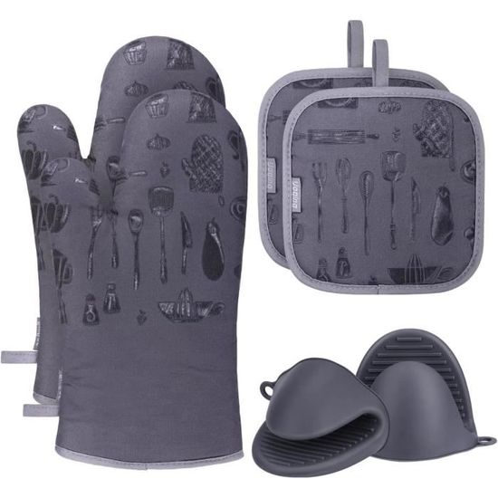 Set De 6 Gants Et Maniques En Silicone Résistant à 230°C - Pour Four, BBQ, Cuisson | Protection Chaleur