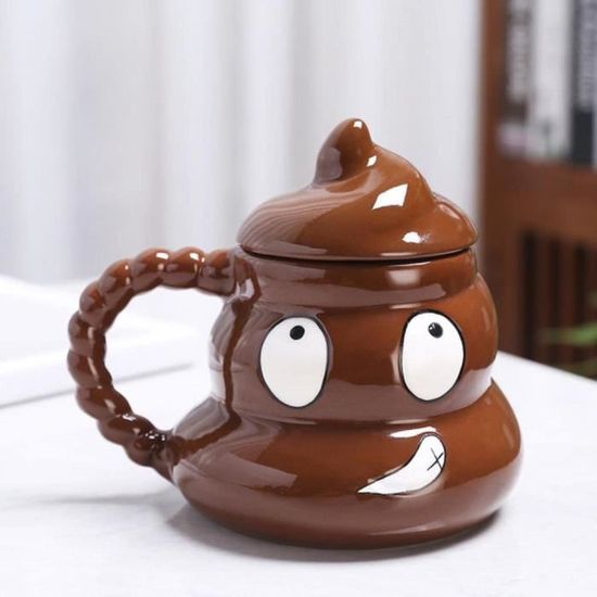 Dessin animé sourire caca mug 3D tas de caca tasse a cafe avec couvercle bureau maison drôle humour cadeau [540]