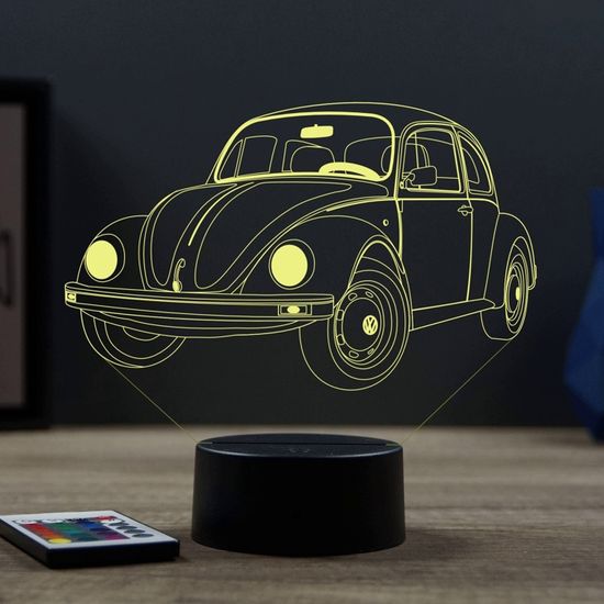 Lampe Veilleuse 3D Coccinelle VW Avec Télécommande - 16 Couleurs - Fabriqué En France - Neuf