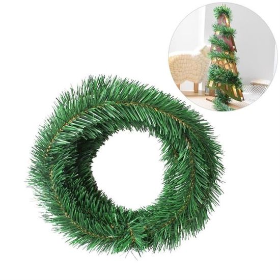 Sapin de Noël,Guirlande de noël en rotin artificiel, 5.5M, arbre de noël vert, mur de pin 