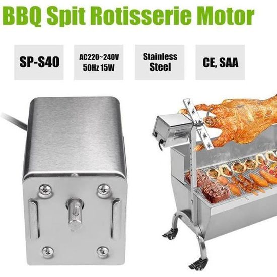 Moteur De Rôtisserie Pour Barbecue 25W 220V - Acier Inoxydable, Fentes D'aération | Parfait Pour Poulet, Poisson, Légumes Au Grill
