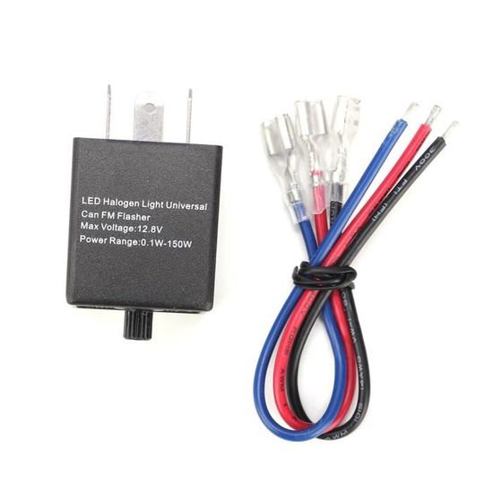 Relais Clignotant Universel 12V/24V 3 Broches - Réglable Pour LED - Pour Auto Et Moto - Protection Contre Les Courts-circuits