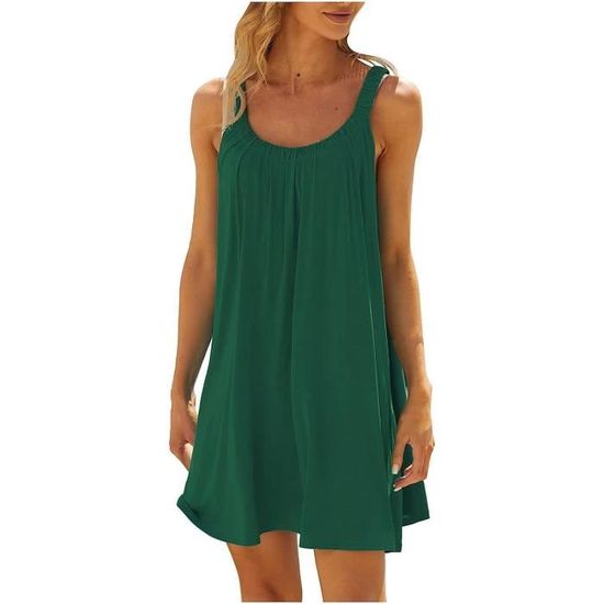 Alaurbeauty Robe d'été décontractée pour femme - Col rond - Robe de