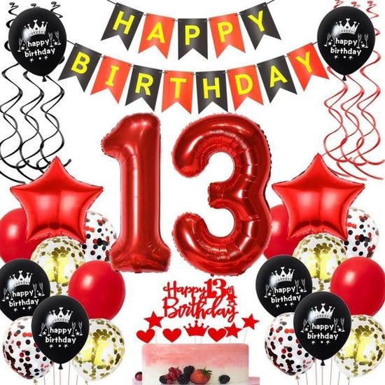 Kit Anniversaire 13 Ans Fille - Couronne Cristal Or Rose + Écharpe '13 Ans' + Ballons Et Décos Gâteau - Cadeau Princesse Parfait