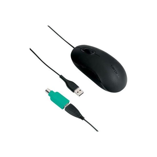 TARGUS Souris filaire - Optique - 3 Boutons - USB - PS/2 - Avec adaptateur - Noir