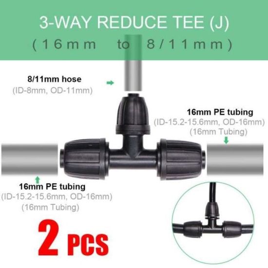 30 Connecteurs En T Pour Irrigation Goutte à Goutte - 8/12 Mm Vers 4/7 Mm, Système Barbelé Verrouillé, Noir