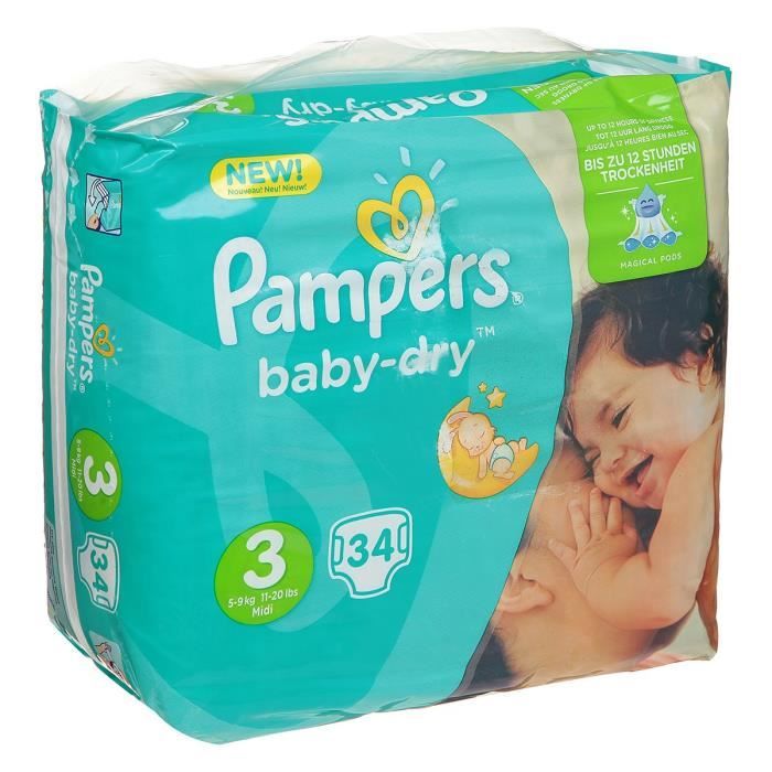 Pampers Couches Baby Dry Taille 3 De 5 A 9 Kg 34 Couches Achat Vente Coffret Soin Bebe 4015400833307 Soldes Sur Cdiscount Des Le 20 Janvier Cdiscount