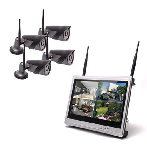 Kit vidéosurveillance WiFi 4 caméra HD 720P avec écran LCD 12.5- récepteur enregistreur HDD 1To