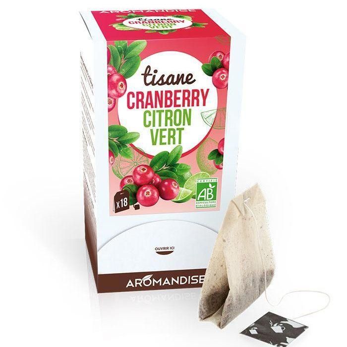 Tisane cranberry et citron vert biologique - 18 sachets.