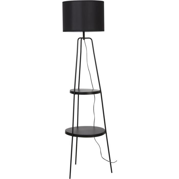 Lampadaire HAINES Noir - abat jour Tissu pieds Metal Noir