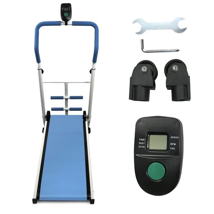Tapis de Course Mécanique,YYiXing Tapis de Course Manuel Pliable, Bleu Tapis de Course Multifonctions, Pliage Ultra-Silencieux