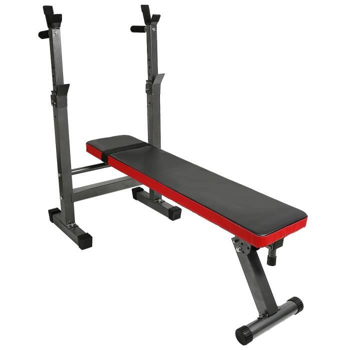 KEKE®BANC DE MUSCULATION MULTIFONCTION, AVEC SUPPORT DE SQUAT, BANC D'ENTRAÎNEMENT PLIABLE/RÉGLABLE, COUSSIN CONFORTABLE