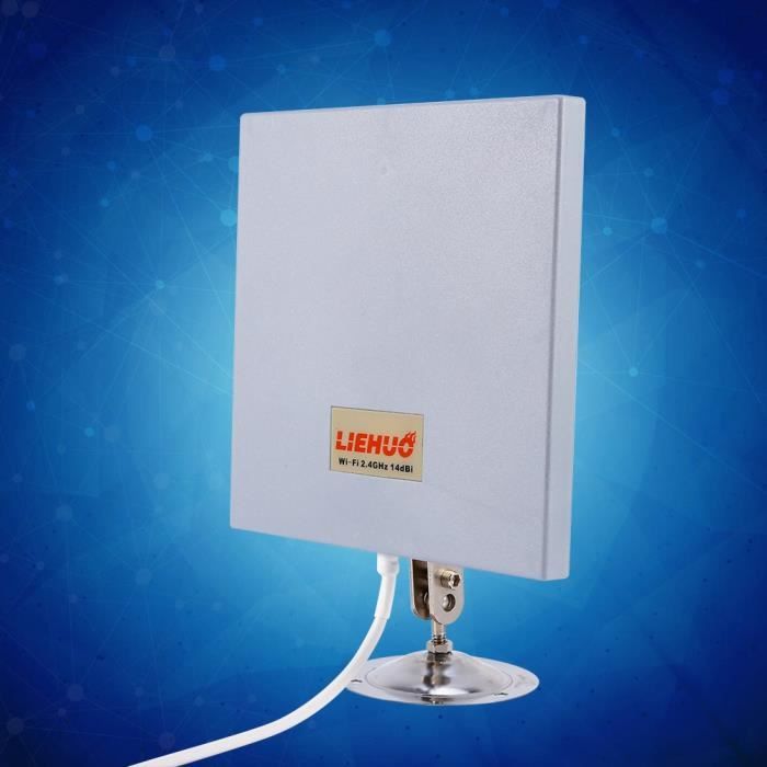 2,4 GHz Antenne Directionnelle Extender WiFi Longue Portée 14dBi 4Miles pour Intérieur et Extérieur avec Kit Montage