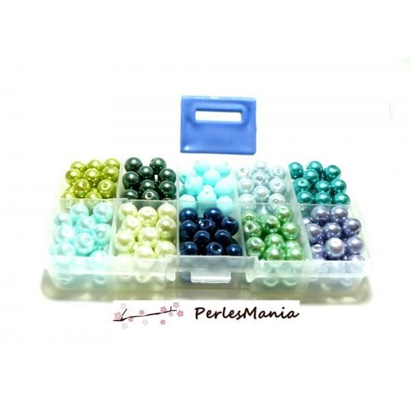 LES ESSENTIELS: BOITE DE 600 PERLES VERRE NACRE 6mm PX4611 - Perles et pierres