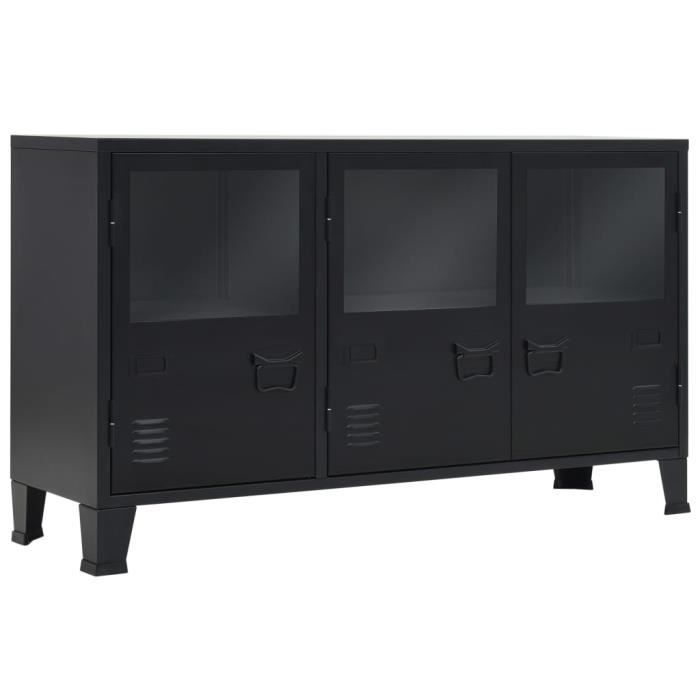 Buffet contemporain commode meuble bas rangement Buffet cuisine - Métal de style industriel 120 x 35 x 70 cm Noir