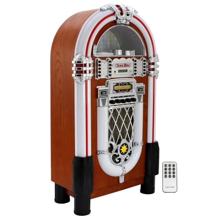 Jukebox Rétro années 1950 Lecteur CD Stéréo Radio FM USB Bluetooth Port Aux