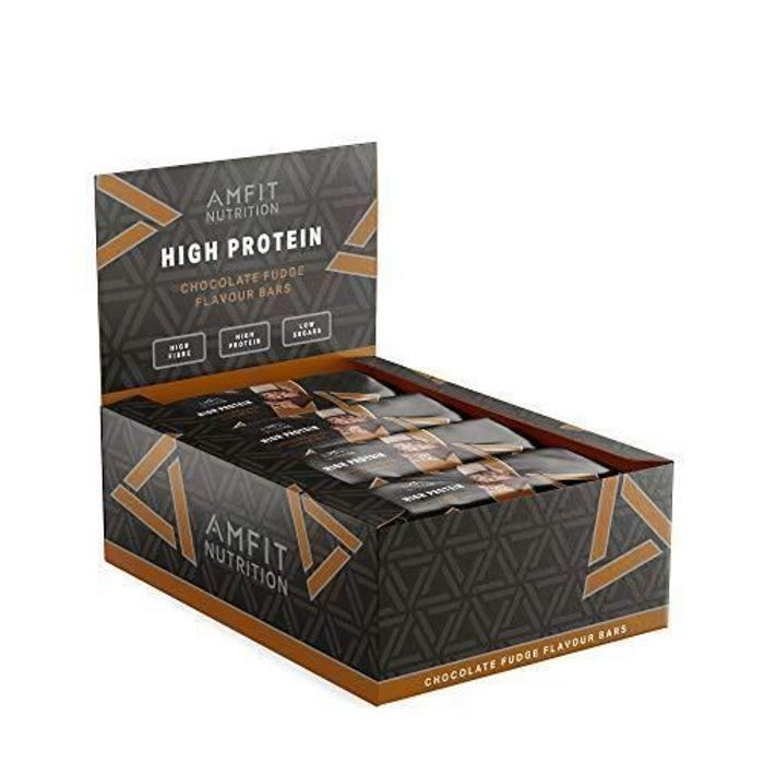 Marque Amazon - Amfit Nutrition Barre protéinée à faible teneur en sucre (19.6gr protéine- 0,8gr sucre) - chocolat fondant - Pack