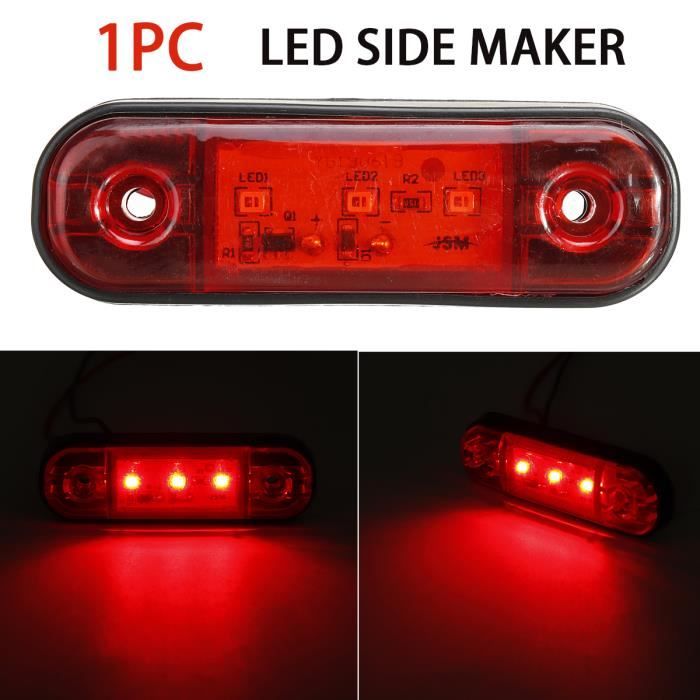12V 24V 3-LED Feux position Latéral Gabarit Indicateur Pour Camion Remorque Caravane Rouge