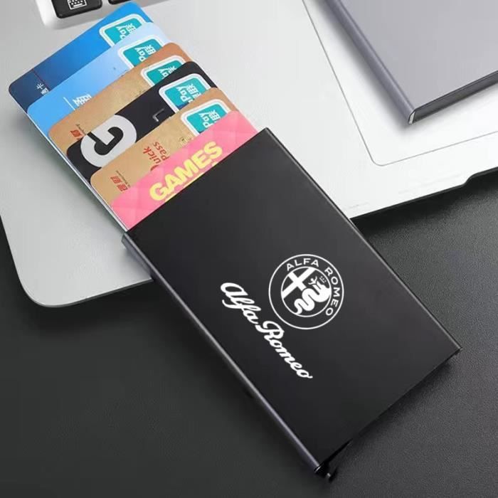 Coque clé,Pour Alfa Romeo giulia stelvio giulietta 159 147 156 166 RFID antivol crédit porte carte mince étui pour - Type Black