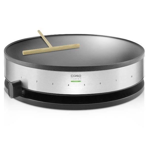 CASO 2930 - Crêpière extra-large 33cm de diamètre - 8 niveaux de température - 1300W - Revêtement anti-adhésif - Bandeau Inox brossé