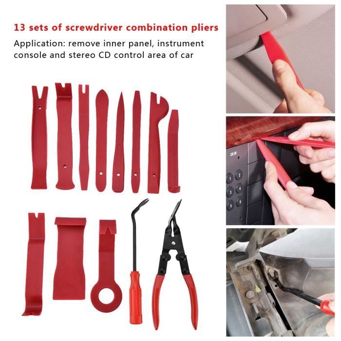 Outils Dépose Fixation Tableau de Bord Auto Porte Garniture Pince Extrateur Kit 13Pcs-ALI