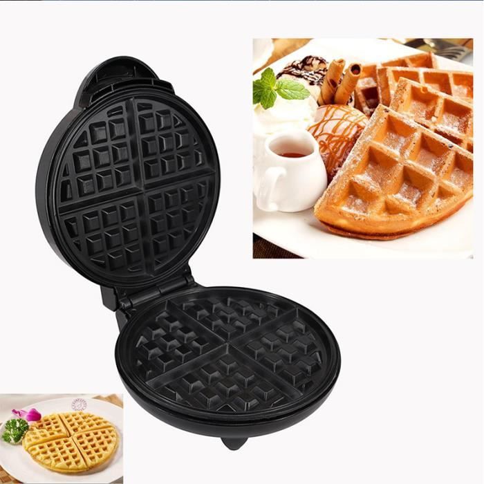 Power Bright - Gaufrier - Sandwich Maker en acier inoxydable Breakfast Maker - 25.5*20.5*11cm - Rond - Noir