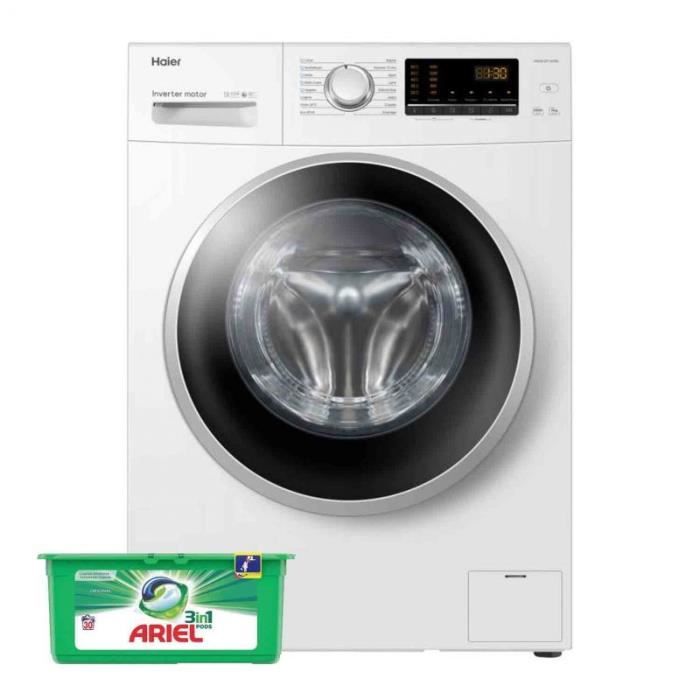 HAIER Lave-Linge Frontal 9kg 1400trs/min Traitement anti-bactérien Machine à laver hublot 60 Blanc