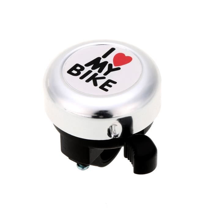 Sonore Mignonne Alarme de vélo Sonnette d'avertissement argent Anneau I Love My Bike Imprimé Accessoire mixte