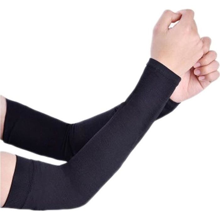 1 Paire Manchettes Manches de Bras Couverture de Main Protection Solaire Anti UV pour Pêche Golf Basket-Ball Vélo-Couleur Noir