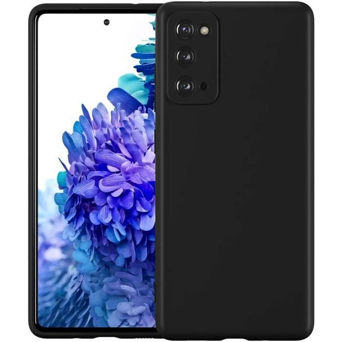 Coque Samsung Galaxy S20 FE/S20 FE 5G, avec Couche Intérieure en Fibre, Etui Silicone Mince Souple Anti-Rayures Antichoc Case, Noir