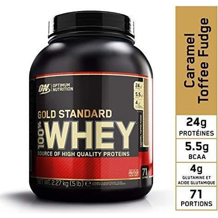 Optimum Nutrition Gold Standard 100% Whey Protéine en Poudre avec Whey Isolate, Proteines Musculation Prise de Masse, Caramel